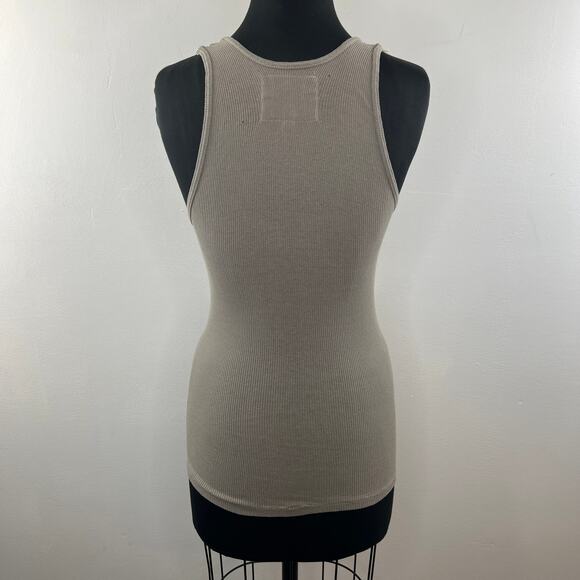 SoulCycle I LOVE SOUL Taupe Beige Heart Print Ribbed Tank Top Size M Medium - Picture 9 of 9